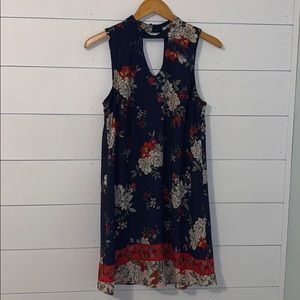Navy blue floral dress